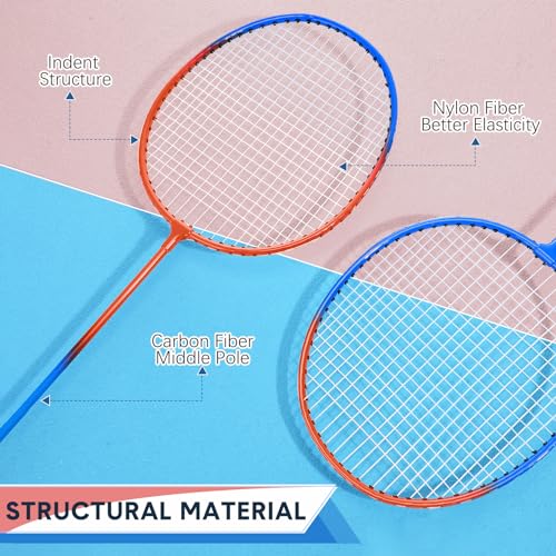 Image of 12 Pack Badminton Rackets Set Including Badminton Racquets, Nylon Shuttlecocks and Carry Bag for Outdoor Backyard Games Beginners