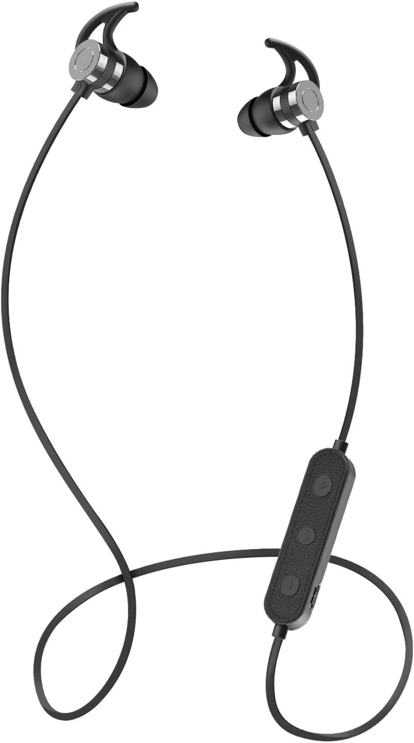 VEENAX Runman Bluetooth Headphones, Magnetic Wireless Sport Earphones, Stereo Headset with Built-in Mic, Sweatproof Fitness Earbuds, Booming Bass - Black