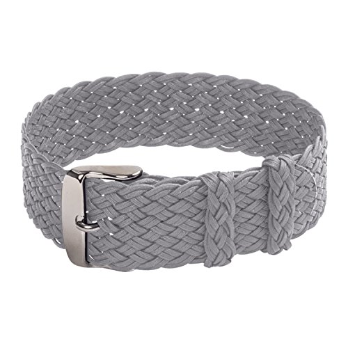 Clockwork Synergy® - Double Braided Perlon Watch Strap (18mm, Light Grey)