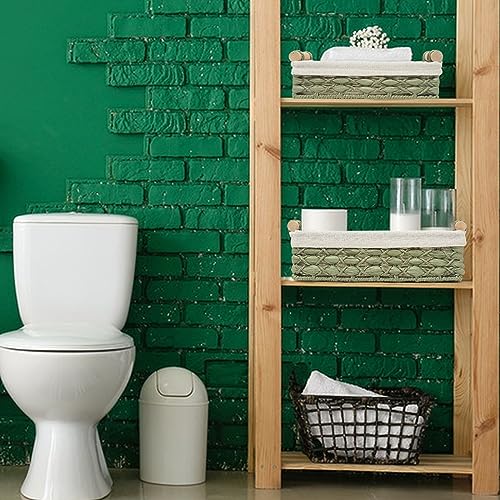 Storage Basket Wicker Baskets for Organizing with Handle Decorative Storage Bins for Countertop Toilet Paper Storage Basket for Toilet Tank Top Small Baskets Set (Set of 2,Green) - Image 8