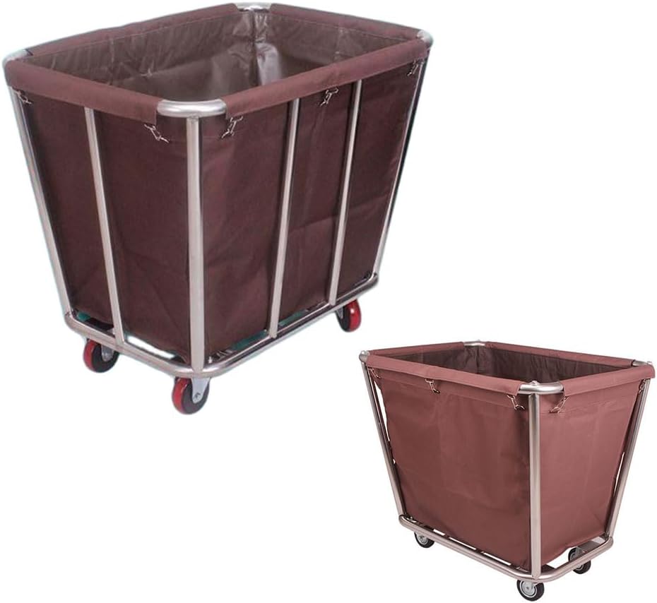 Commercial Laundry Cart Replacement Liner Bags, 400L Waterproof Removable Oxford Cloth Washable Liners for Rolling Basket Hamper (Brown)