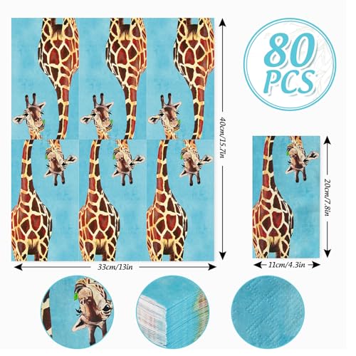 Generic A3707 Anydesign 80Pcs Giraffe Guest Napkins Funny Animals Disposable Napkins Decorative Hand Paper Towel Napkins thumb #1