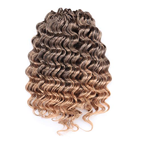 Deep Twist Crochet Hair 10 Inch - 8 Packs Ombre Blonde Deep Wave Crochet Braids Ocean Wave Synthetic Braiding Hair Extensions ToyoTree(10 Inch ,T27)