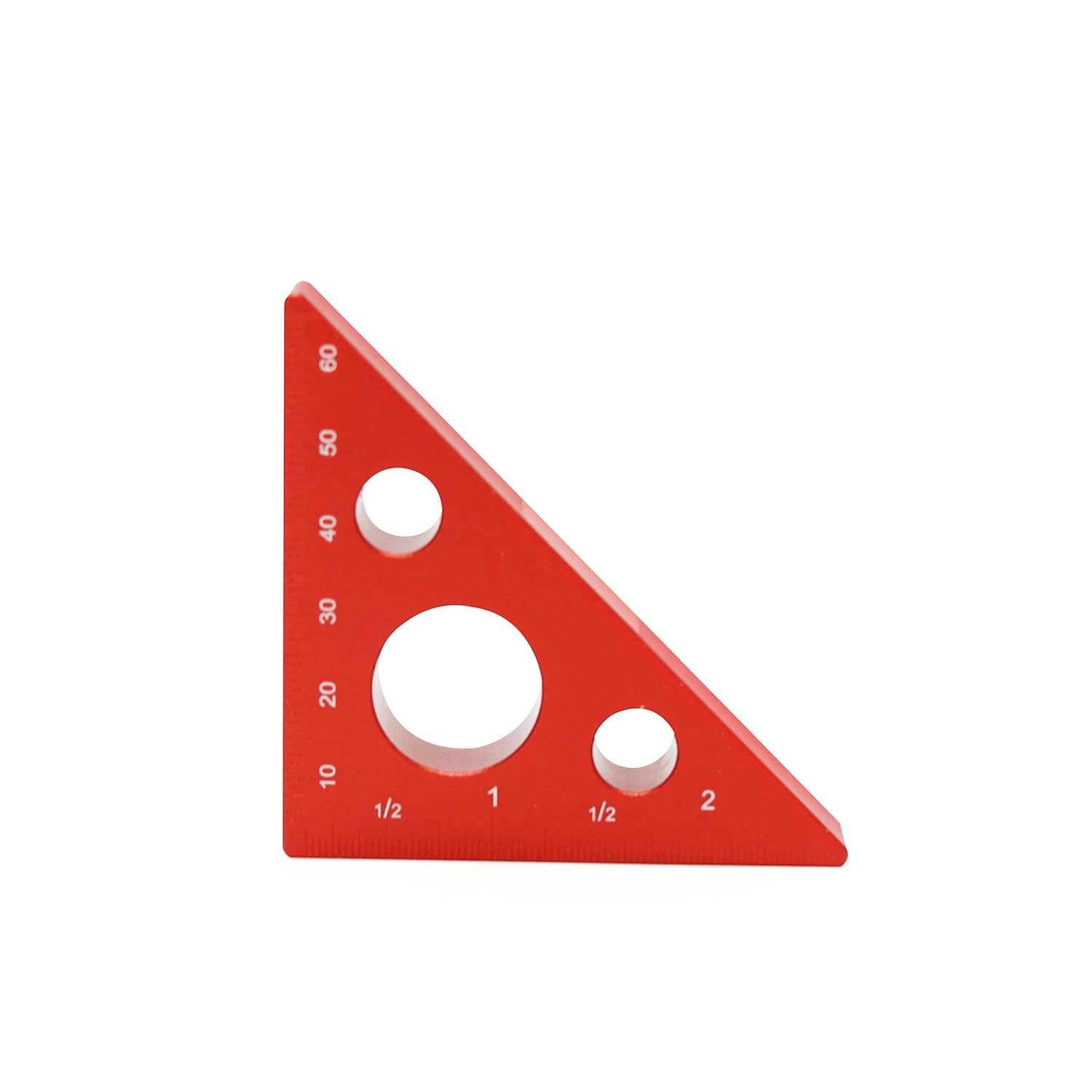 WEITARI Aluminum Alloy Triangle Ruler,45 Degree Angle Ruler,Carpentry Squares,Precision Woodworking Tools,DIY Woodworking Triangle Ruler Height Measuring Gauging Tool 65mm (Red)