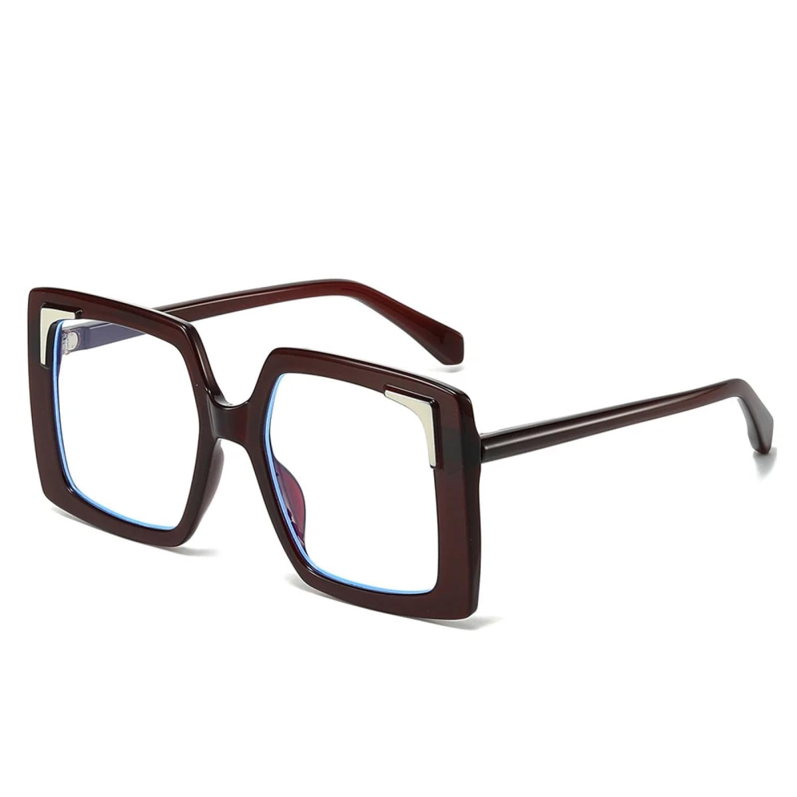 XYXZYX Oversized Sunglasses Women Big Frame Luxury Fashion Sun Glasses for Ladies Retro Trendy Cateye Eyewear Uv400(Brown Clear)