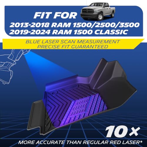 Image of Michelin Vehicle Mats, All-Weather TPE Custom Fit Liner for 2013-2018 Ram 1500 /2500 /3500 & 2019-2024 Ram 1500 Classic Crew Cab Bucket Seat, Premier