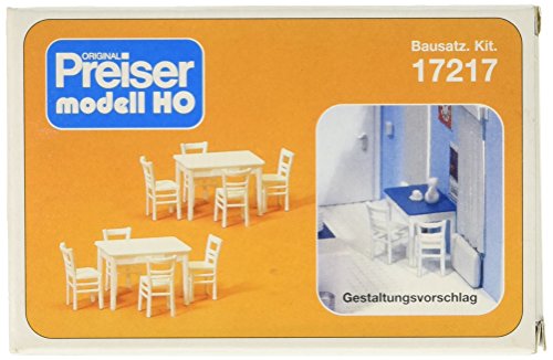 Preiser 17217 Table & Chairs (White) HO Scale Accessories