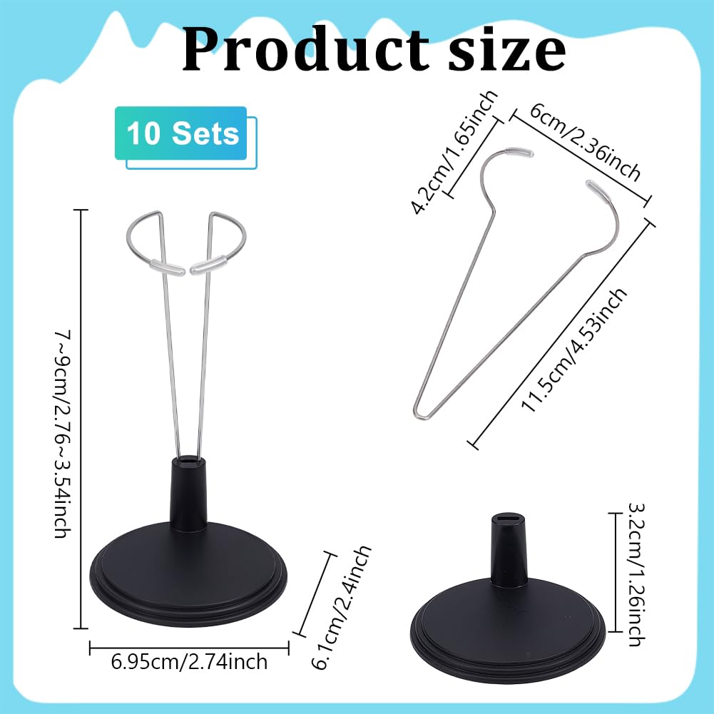 UNICRAFTALE 10 Ensembles Support Pour Lightstick Réglable Hauteur 7 9 cm Noir Rack De Rangement Support D'affichage En Plastique Pour Concert Étoile Et Présentation Poupée Mini Base 69.5x61 mm