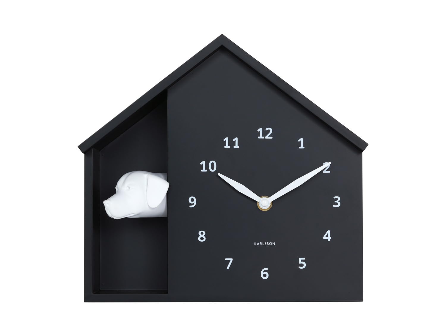Karlsson Black Wall Clock Peeking Doggy - 25X25x27cm - Rectangle - Plastic - Clocks For Living Room - Office - Bedroom