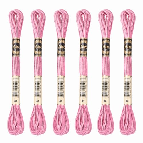 Image of PATIKIL 6 Skeins Embroidery Floss, Polyester Embroidery Threads Bracelets String for Cross-Stitch Hand Embroidery, Pink