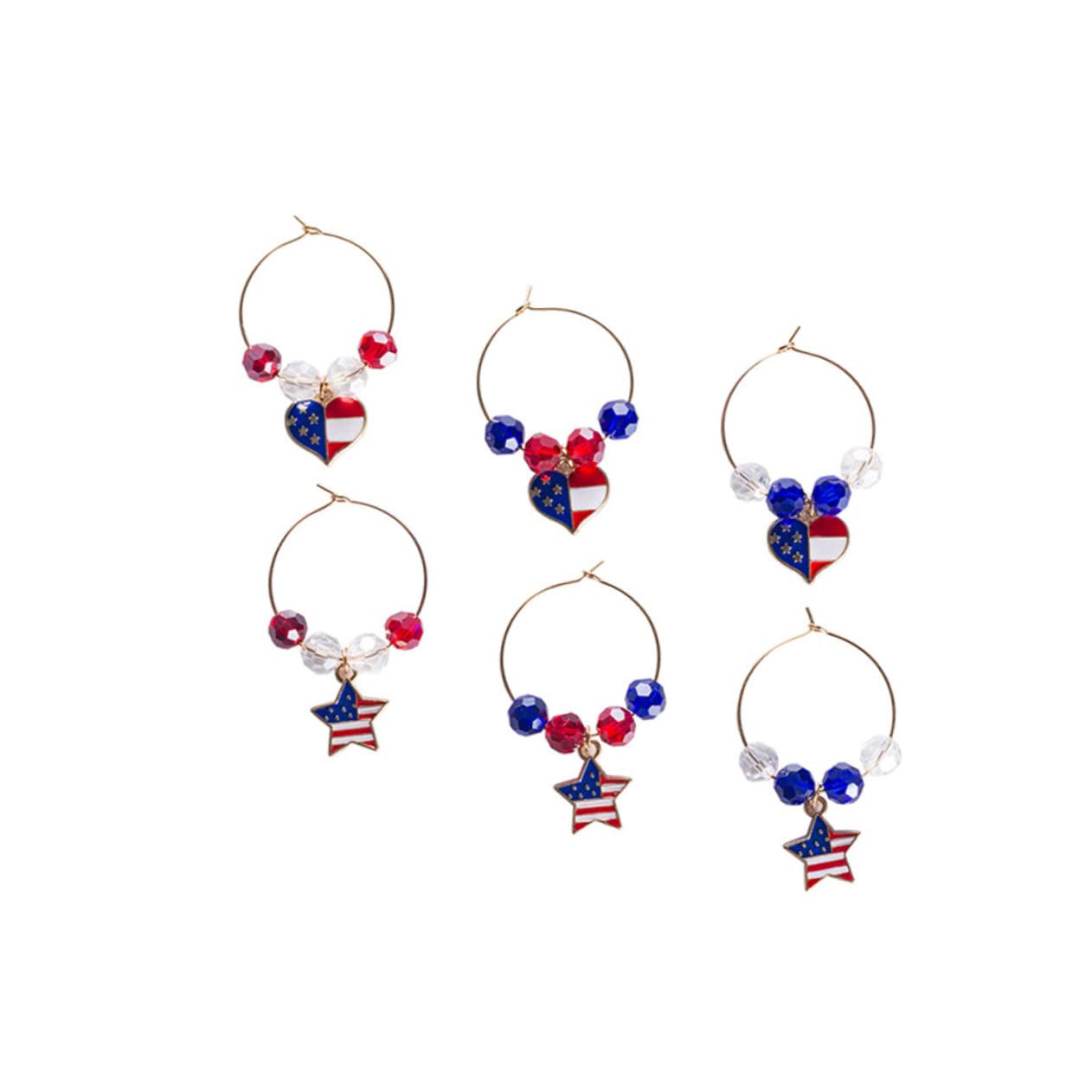 Cabilock 3 Sätze American Flag Glasmarkierer Für Weingläser Stilvolle Identifikationsringe Für Restaurant Hotel Und Bar Rot Blau 6 Stück * 3