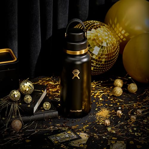 Image of Hydro Flask Water Bottle - Insulated Stainless Steel - Wide Mouth Flex Chug Lid, Non-Spill, Leakproof in 32 Oz Black Tie