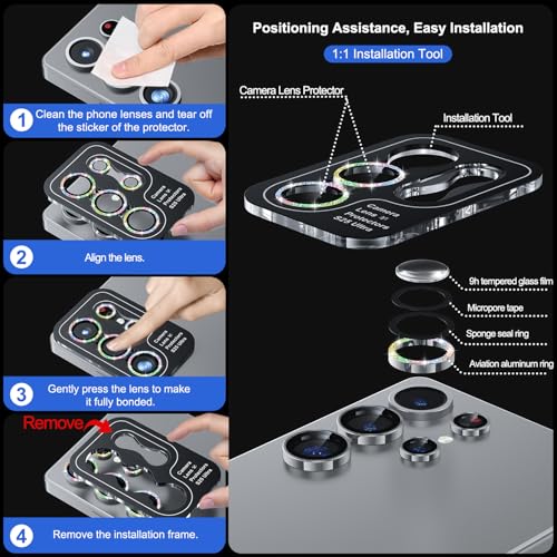 Image of WSKEN for Samsung Galaxy S25 Ultra Camera Lens Protector - Ultra Thin | Case Friendly, 9H Shatterproof Tempered Glass, Anti Scratch Metal Circle, Camera Screen Protector Cover Accessories, Glitter