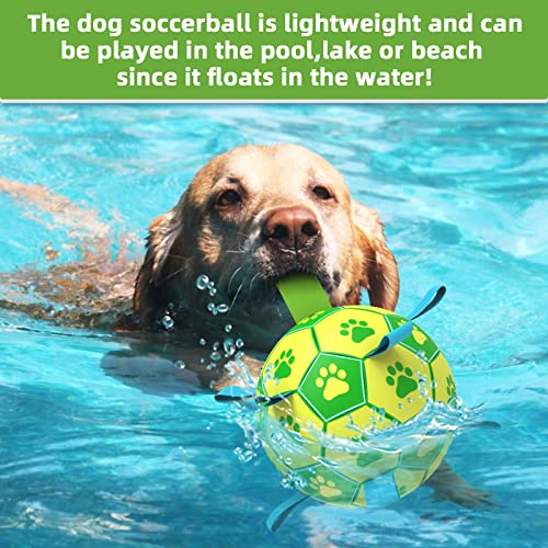 image for QDAN Dog Toys Soccer Ball, Dog Tug Toy, Water Toy, Durable Balls for S