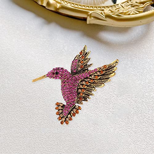 Image of Animal Hummingbird Brooch Pins for Women Fashion Bird Pins Elegant Rhinestone Crystal Animal Brooches Pin