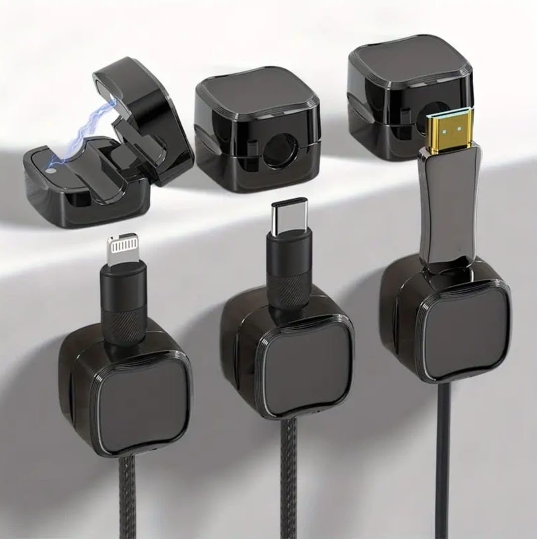 Cable organizer, 6 Pack Adjustable Wire Holder, Adhesive Cord Management for cable, Mobile cable clips, Cable holder, Computer Cables, Power Cords, cord organizer for desk, Cable holder clips