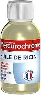 MERCUROCHROME – Huile de Ricin – Huile Nourrissante pour la Peau, les Cheveux et les Ongles – Riche en Vitamine E - 100% d’Origine Naturelle – 100mL - Fabriqué en France