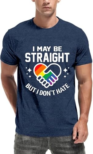 NEWKA Pride Shirt Men LGBTQ Tshirts Gay Heart Rainbow Top