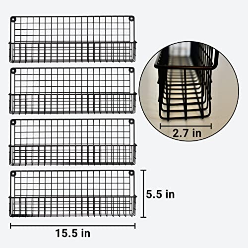 Happyhome Hanging Spice Rack For Wall Mount - 4 Stylish & Sturdy Spice Racks - Black Metal Spice Organizer For Wall, Door, Or Cabinet (Black Spice Rack With Jars Set) #TOP6