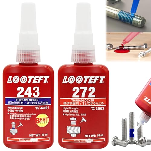 XZMCAT Schraubensicherung Blau & Rot 2×50ml – Mittelfest & Hochfest Schraubenkleber, Anaerobe Schraubensicherung für Metallgewinde Bolzen Befestigungen, Schraubensicherungslack gegen Lösen & Leckage