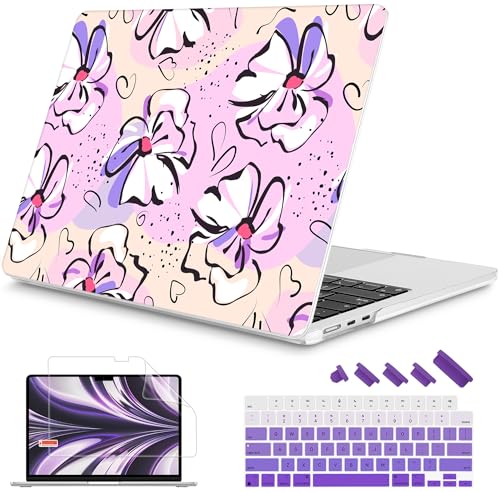 Image of Mektron Case for 2025 MacBook Air 13-inch M4 Laptop A3240 with 13.6-inch Liquid Retina Display,Compatible with 2024 2022 M3 /M2 MacBook Air 13 inch Hard Shell Cover,Fit Model A3113 A2681,Pink Flowers