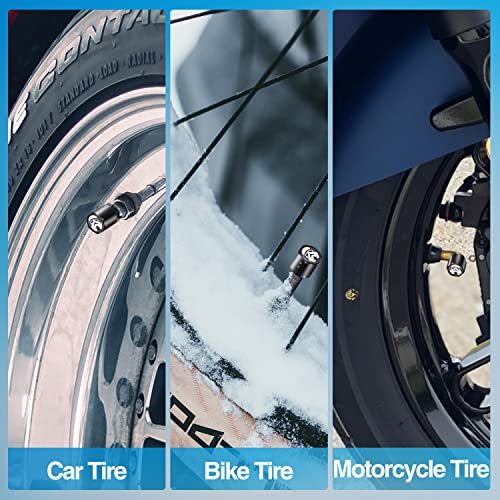 Akkya Tire Valve Stem Caps Cover For Car Bike Bicycle Motorcycles Tractors Mountain Bikes Trucks Cool Character Black Metal Chrome Tire Air Pressure Covers Wheel Accessories Parts #TOP5