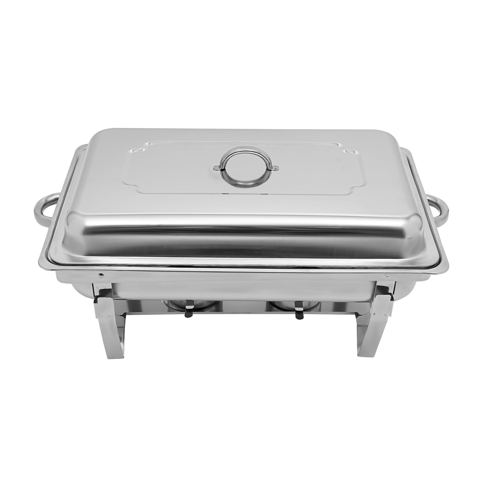 Calentador de alimentos de 9 l, recipiente térmico de acero inoxidable, marco plegable de acero inoxidable, juego de buffet plateado, rectangular, para catering, buffet y fiestas (3 bandejas)
