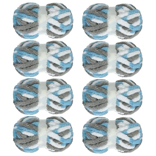 Image of MABOZOO Tie Dye Chunky Yarn for Crocheting 8 Pack,Sky Blue Fluffy Jumbo Chenille Yarn,Soft Plush Yarn Bulky,Giant Thick Fuzzy Yarn for Hand Knitting or Arm Knitting (29 yds,8 oz Each Skein)