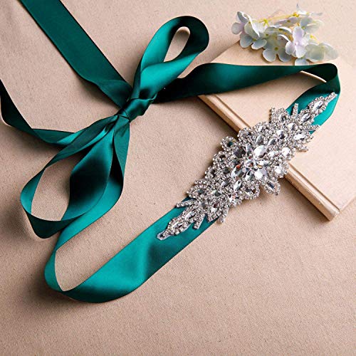 Ulalaza Women Prom Evening Dress Decorative Waistband Bridal Crystal Sashes Wedding Belt Sash with Rhinestones4