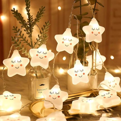 Image of Xenith 14 LED Smiling Cute Star Serial String Fairy Light Baby Night Light Cloud Light Cute Kids Night Lights for Christmas Light Diwali Lighting for Home Decoration (Warm White, 3.5 Meter)