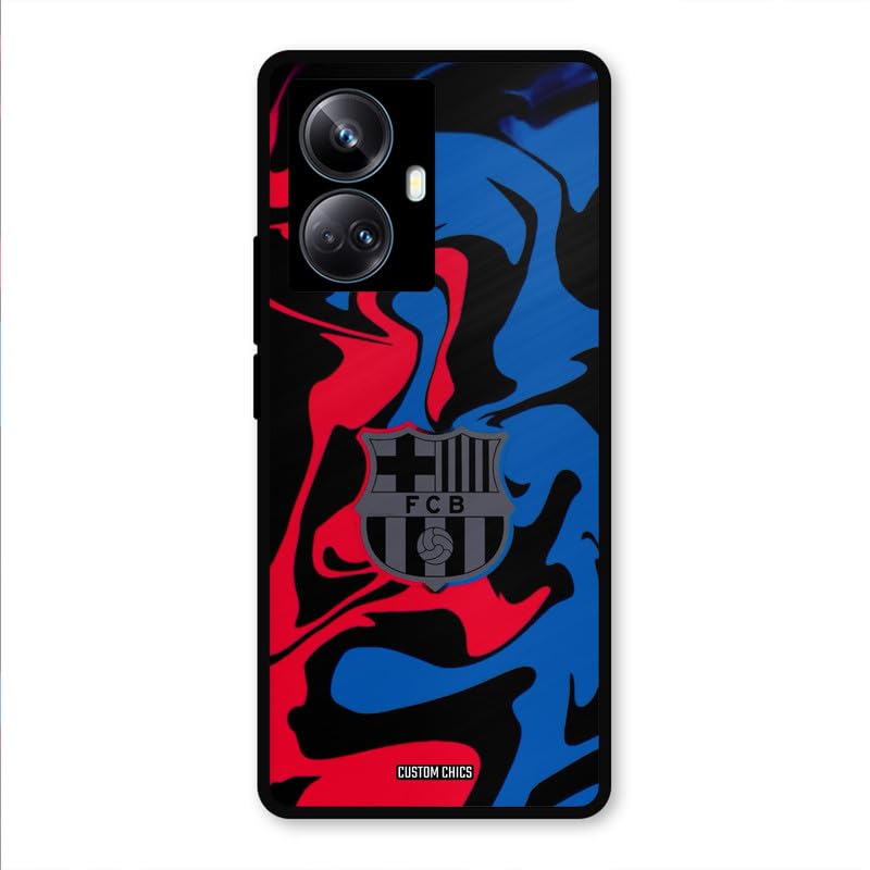 Image of PrintShield FC Barcelona Comic Back Cover for Realme 10 Pro Plus, Shockproof Printed Phone Case with Soft TPU Sides & Anti-Slip Grip