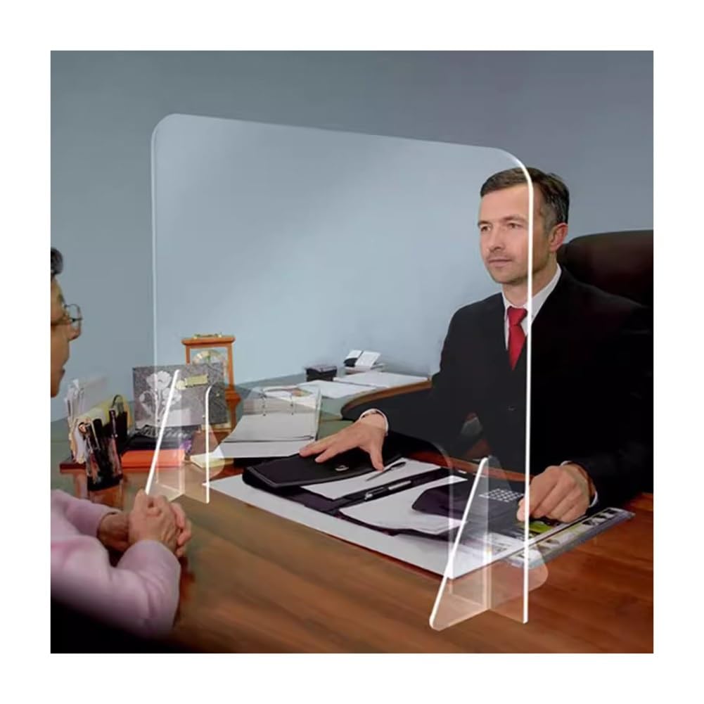 HJYCLFAZU Desk Privacy Divider, Sneeze Guard, Cough Screen Partition Clear Plastic Acrylic Transparent Protection Shield For Shop, Worktop, Checkout Screen(60 X90cm)