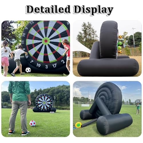 VFMVOYNZ Aufblasbares Outdoor-Fußball-Dartboard, Kick-Dart-Board, großes 10 Fuß hohes Kick-Football-Ziel-Dartboard für den Außenbereich, Hof, Rasen, Familie, 8-teiliger Fußball und Gebläse – Bild 5