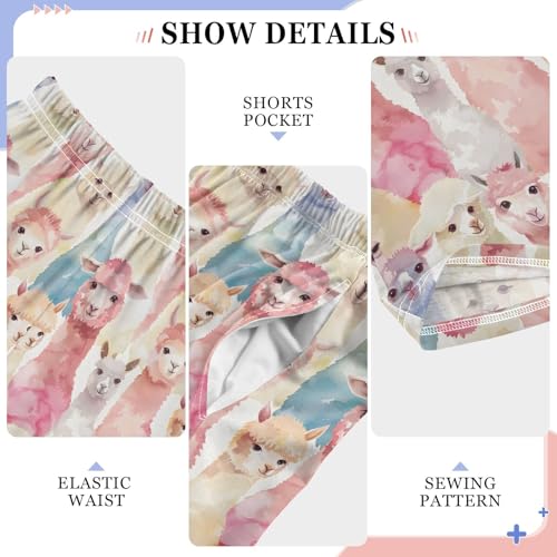 Watercolor Alpaca O Long Pajama Pants Bottoms Soft Sleepwear with Pockets4