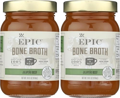 Epic Artisanal Bone Broth, Beef Jalapeno Sea Salt, 14 oz. (Pack of 2)