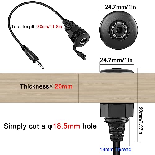 QIANRENON 3.5mm TRS Threaded Fixed Waterproof Cable 1/8 Male to Female Embedded Mount Stereo Adapter 3.5mm Plug to Jack Headphone Mount Cable - Image 4