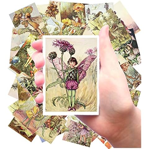 Large Stickers (24 Stickers, Size Each Sticker 65x90mm) Flower Fairies Fantasy Craft Vintage Art Deco Ephemera Cover
