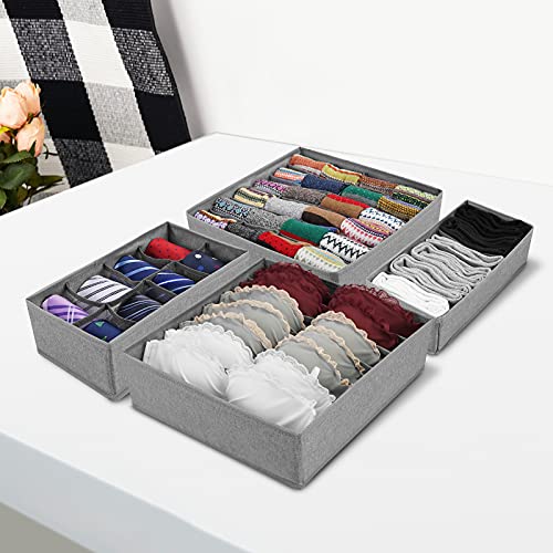 Underwear Organizer, Ordenado Dresser Drawer Organizers 4 Set, Sock Drawer Organizer, Fabric Drawer Organizers for Clothing, Bra and Underwear Drawer Organizer for Women