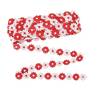 Lace Veneer, Beautiful Finished Shape, Elegant Daisy Flower Shape, Daisy Flower lace Trim for DIY Wedding Decoration Red White