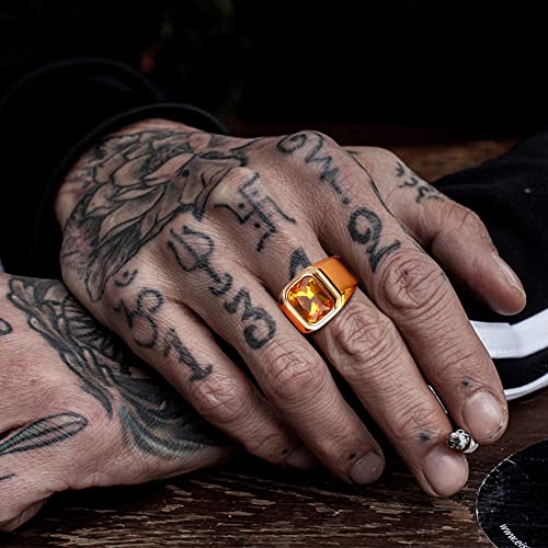 Dochais 3PCS Mens Rings Signet Rings for Men Stainless Steel Biker Ring Square Agate Onyx Rings Men\'s Ring for Men Solid Polished Retro Band Rings Set Size 7-13
