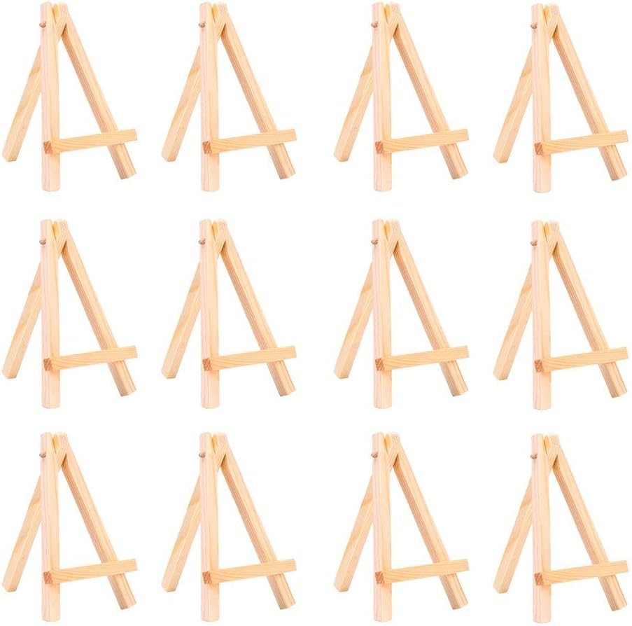 Mini Wooden Easel Display Tripod Easel 6 Inch Artist Easel Stand Card Photo Painting Display for Tabletop Art Craft Wedding, 10 Pack