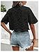 SweatyRocks Women's Short Sleeve Button Down Eyelet Crochet Shirt Asymmetrical Hem Crop Top Blouse Black X-Small