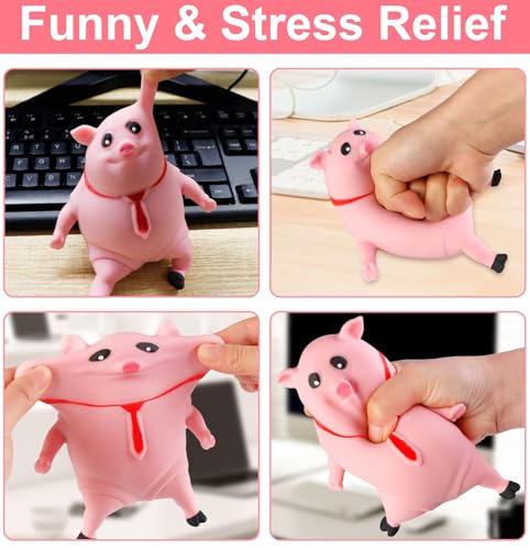 XIKTTK Anti Stress Schwein Quetsch Spielzeug, Spielzeug Schwein, Stressball Schwein, Stressschwein, Schwein Zum Schlagen, Wutschwein Erwachsene Groß, Anti Stress Schwein Gummi Pig XXL