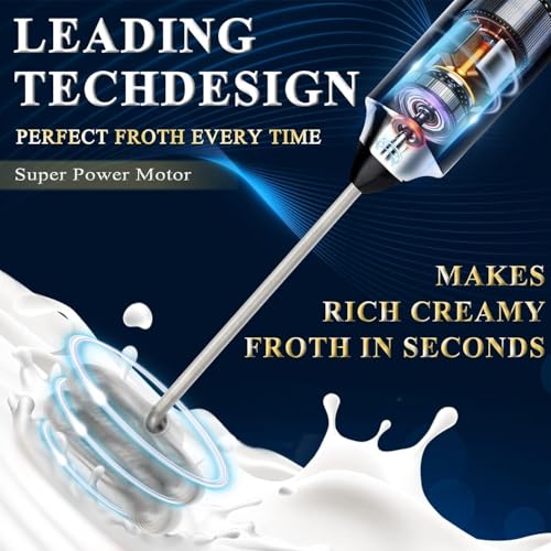 Image of Coffee Maker Machine for Home with 2 Attachments (Double-Layer Frother & Egg Whisk), 3-Speed Adjustable, Rechargeable Handheld Coffee Mixer for Latte, Cappuccino, Drinks & Eggs - Stainless Steel