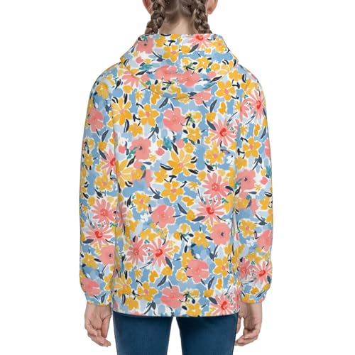Watercolor Wildflowers Kid Hoodies Boys Zip Up Sweatshirts Girls Pullover with Pocket4