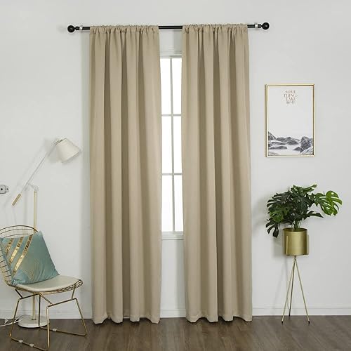 Merryfeel Cortinas opacas para ventana, con bolsillo para barra, oscurecimiento de la habitación, reducción de luz y ruido, cortinas de ventana con