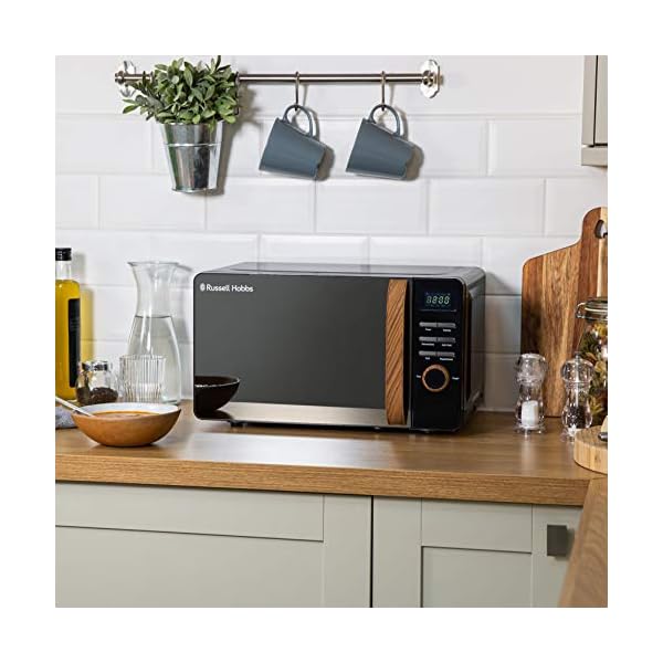 Russell Hobbs Manual Microwave with 5 Power Levels, Wood Effect Handle & Dials, Timer, Defrost Setting, Easy Clean - Image 7