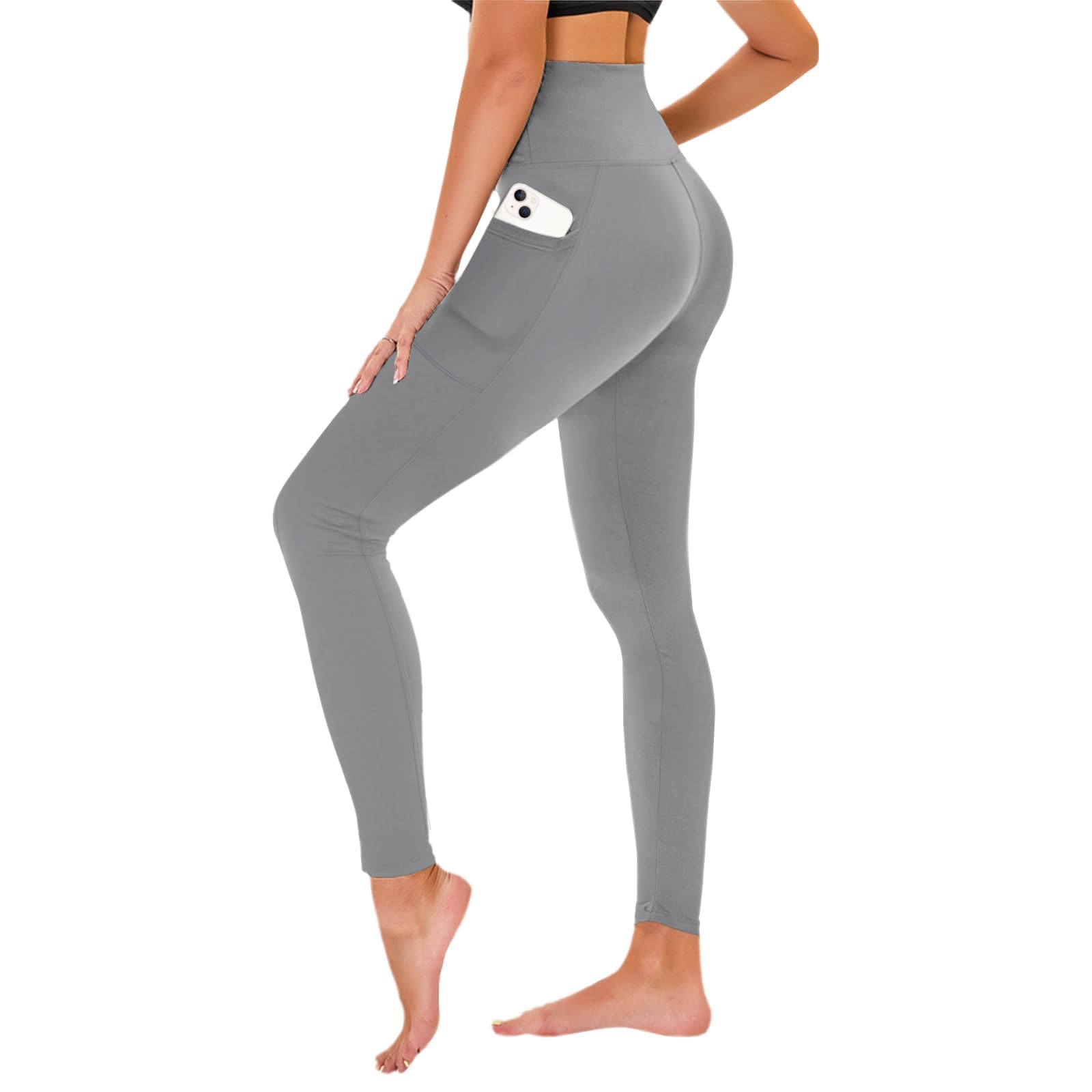 TNNZEET High Waisted Leggings for Women - No See Through Tummy Control Cycling Workout Yoga Pants with Pockets Reg &amp; Plus