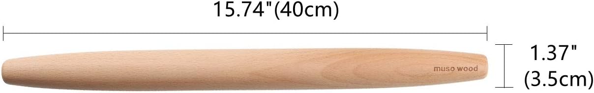 Muso Wood Wooden French Rolling Pin for Baking, Beech Wood Tapered Rolling Pin for Fondant Pie Crust Cookie Pastry(French 15.75-Inch): Home & Kitchen