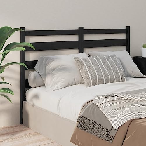 FIRBNUS Cabecero de Cama Madera Maciza de Pino Negro 146x4x100 cm Cabeceros Madera Cabeceira Cama Robusto Cabecero De Cama Cabezal De Cama Adecuado para Cualquier Dormitorio Diseño A La Moda